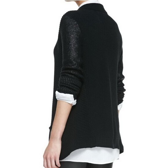 NWT Vince Draped Cotton Cardigan, Black– Luxe Layering, Office to Weekend Style - Picture 3 of 12